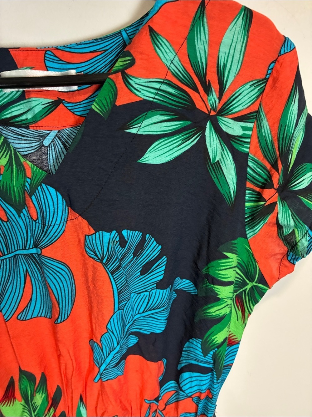Hippocampe Made in France Tropical Maxi Dress EU 42 Belted Leaf Print - Picture 4 of 11